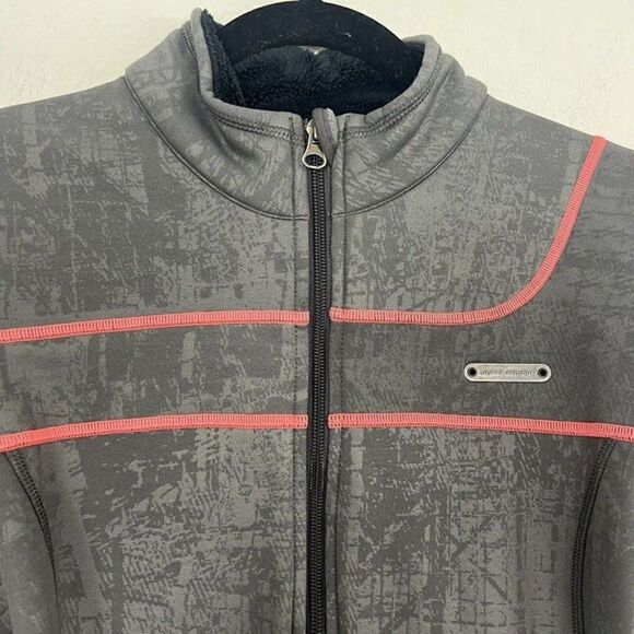 Under Armour Womens Gray & Pink Fleece Lined Jacket Full Zip Long Sleeve Sporty - Picture 3 of 12